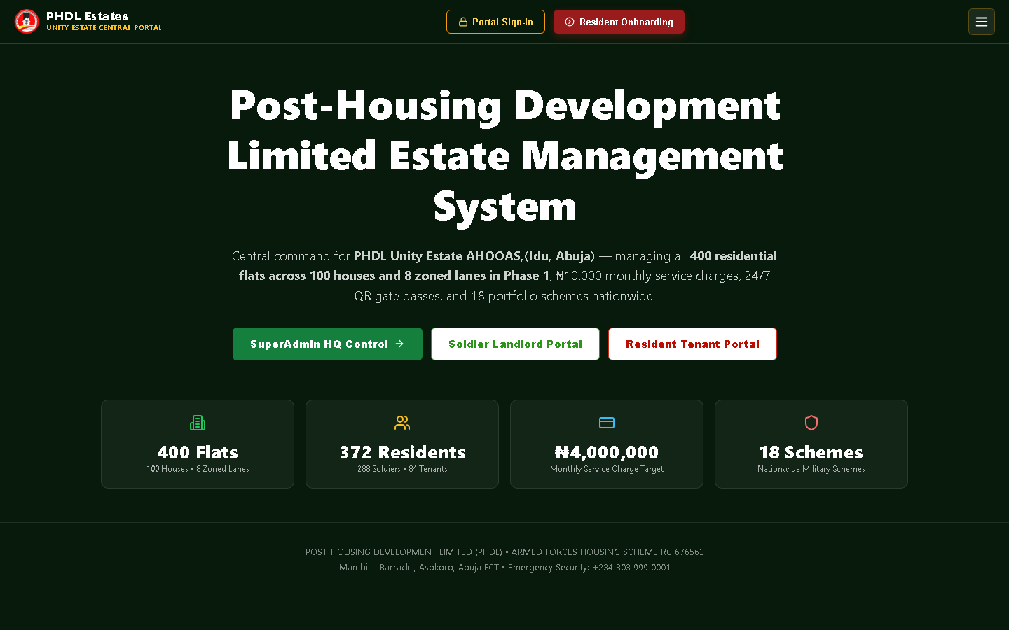 PHDL Estate Manager — Residential estate management and billing suite
